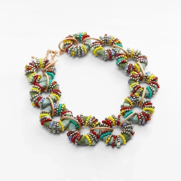 ZARA MULTI-COLORED BEADED NECKLACE BRAND NEW WITH TAGS - Picture 2 of 3